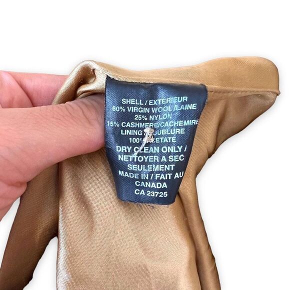 Aritzia Talula Babaton Tan Virgin Wool Cashmere Blend Trench Peacoat Size M - Picture 6 of 6